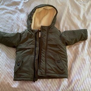 Olive Green Baby Hooded Winter Jacket